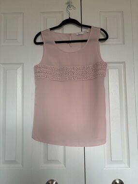 Reitmans Pale Pink Sleeveless Embellished Chiffon Top